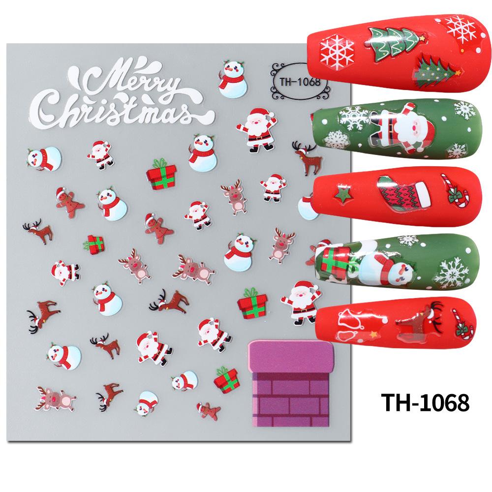 Nail Art Stickers Christmas Golden Snowflake Snowman Christmas Tree Cookie Man Snowball Cartoon Nail Stickers