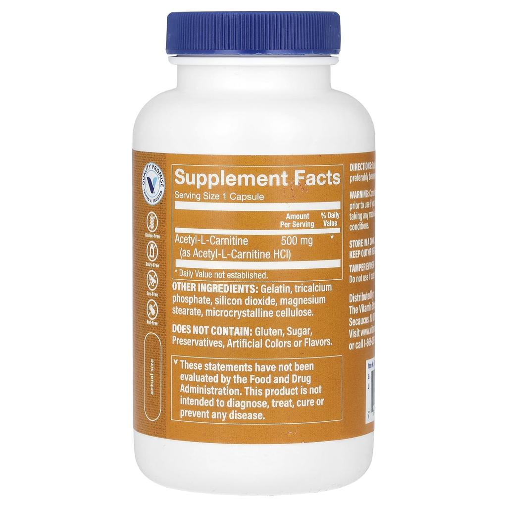 Acetyl-L-Carnitine, 500Mg, 120 Capsules