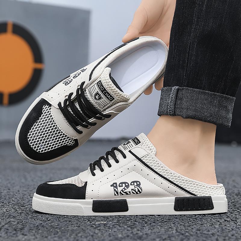 Мужская спортивная обувь, летние мюли с открытой спиной, повседневные тапочки, кроссовки больших размеров для студентов, сандалии больших размеров