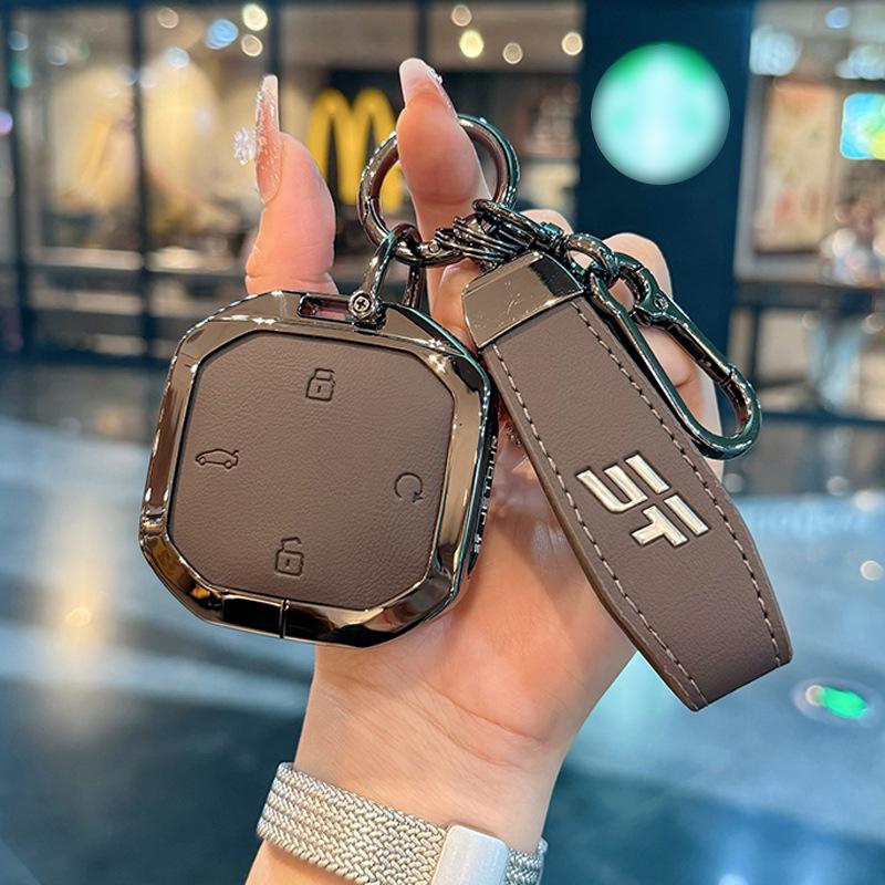 Кожаный чехол для ключа с металлическим зажимом для моделей Jetour Freedom 2024-2025