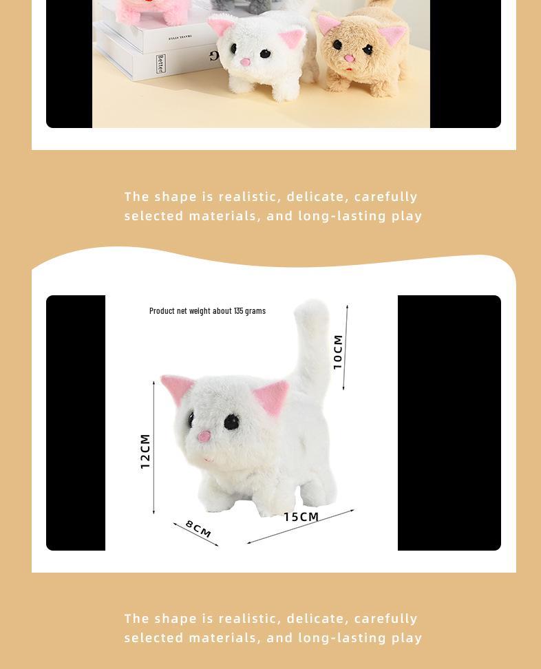 Интерактивный электронный плюшевый котенок: Ходит, мяукает и виляет хвостом - Идеальная детская симуляция питомца
