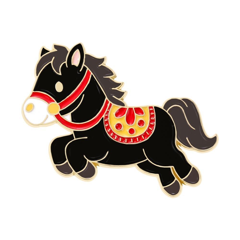 Decorative Zodiac Horse Brooch Zinc Zinc Alloy Steed Brooch Creative Lapel Pin  Backpack Decoration