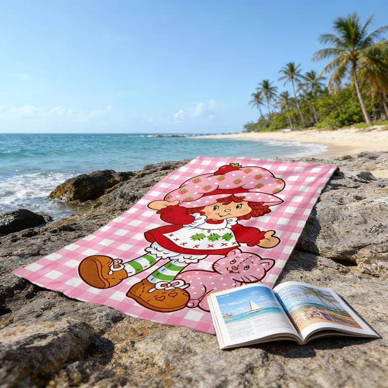 1pc Strawberry Princess6 Beach Towel, Beach and Seaside Swimming Pool Equipment, Fashion Pattern, Rectangular, Travel Essentials