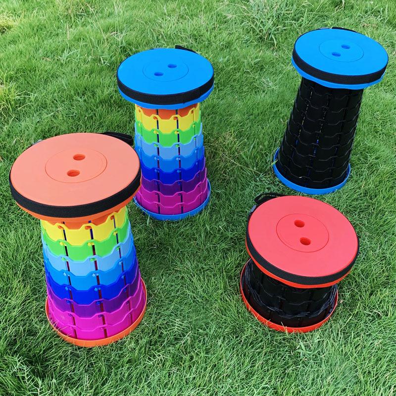 Portable telescopic stool outdoor folding stool plastic colored horse stool rainbow stool hiking camping supplies new material