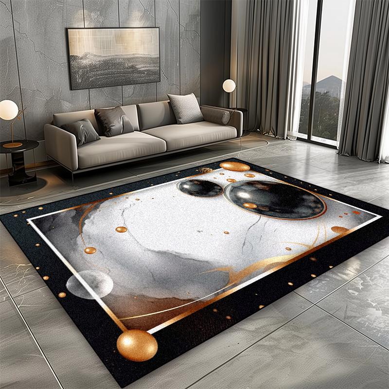 European Style Carpet for Living Room Black Marble Decor Sofa Area Large Rugs Hotel Hall 200x300 Cm Non-slip Plush Floor Mats