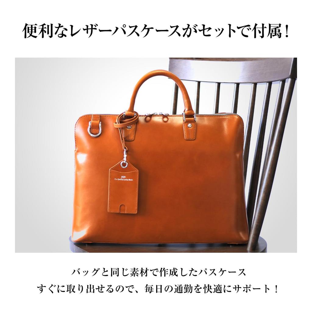 Joya Men's Saddle Leather Business Bag, Genuine Leather, 2-Way Briefcase, A4 Size, Navy, J4202