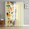 African Ethnic With Stylized Icons Tulle Sheer Curtains for Living Room Bedroom Kitchen Decoration Voile Organza Curtains