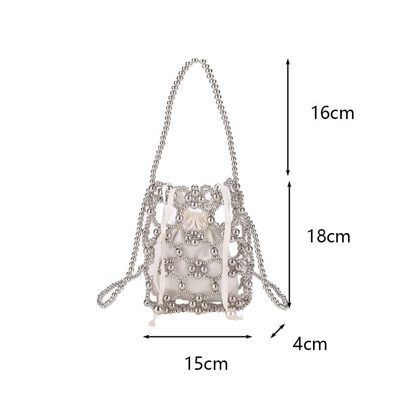 Yogodlns Белые бисерные сумки-ведра через плечо и через плечо Изысканное чувство роскоши Свежие вечерние сумки для женщин Мода