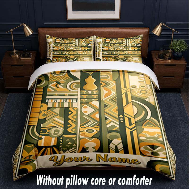 Art Deco Theme Custom Text Or Name 3Pcs Bedding Set,1 Flat Sheet & 2 Pillowcases Personalized Home Bedding