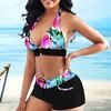 2 Pcs/Set Gorgeous Women Bikini Set Conservative Pants Quick Dry Sexy Deep V Neck Summer Swimwear Swimming Clothes