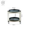 Homlly Lunii 2 Tiers Coffee Round Side Table With Rolling Wheels
