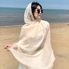 Qinghai Lake Chaka Salt Lake Desert Summer Big Red Tourism Cotton and Line Scarf Women's Sunscreen Shawl Ethnic Style Silk Scarf