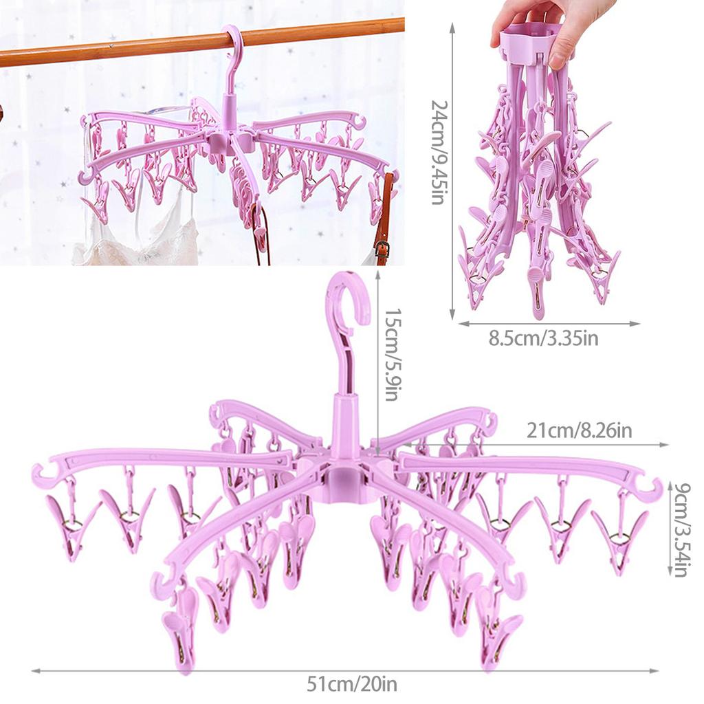 Ветрозащитная сушилка с 24 зажимами, вращающаяся складная вешалка, сушилка для носков, бытовая многофункциональная сушилка для нижнего белья