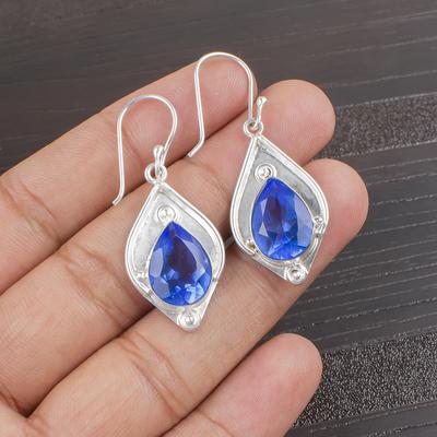 Серьги ручной работы с драгоценными камнями танзанит, серьги из цельного серебра 925 пробы, антикварные ювелирные изделия, серьги для подарка на помолвку