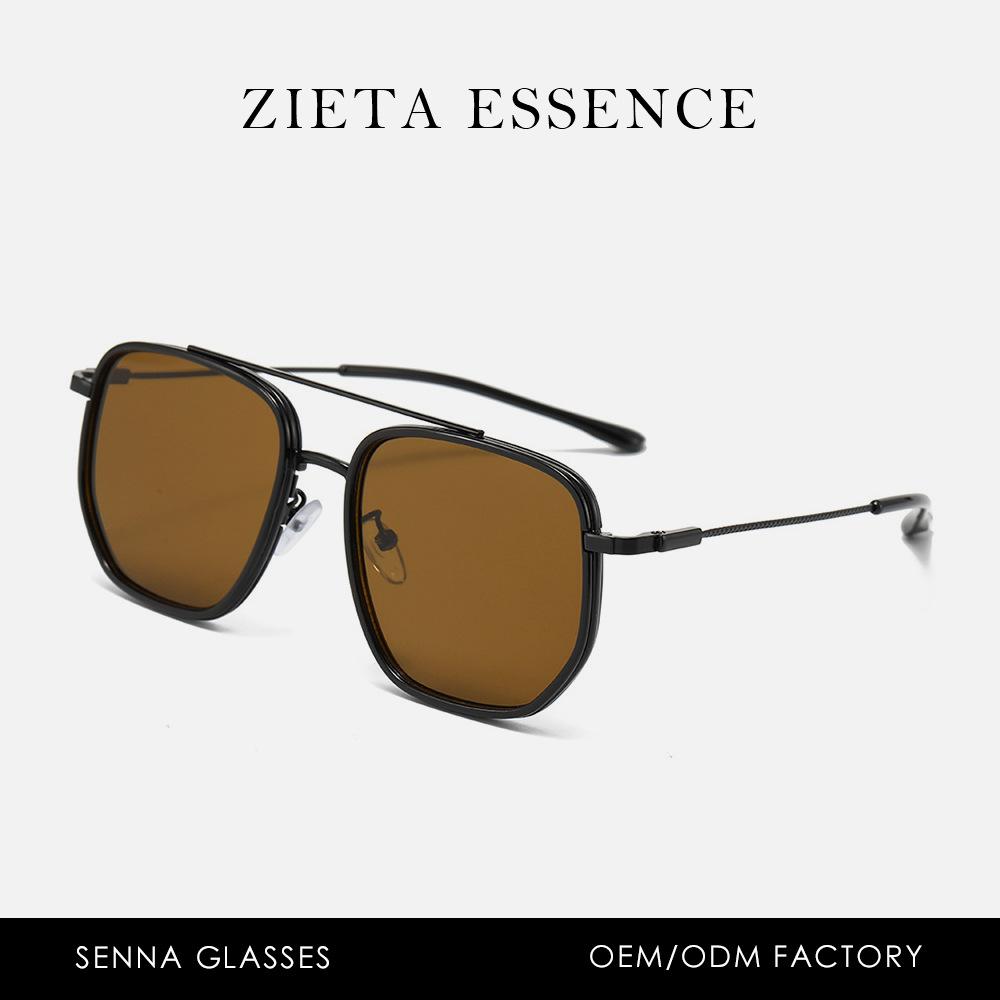 Large Frame Metal Sunglasses Anti-Blue Outdoor Glasses Square Retro Aviator Sunglasses