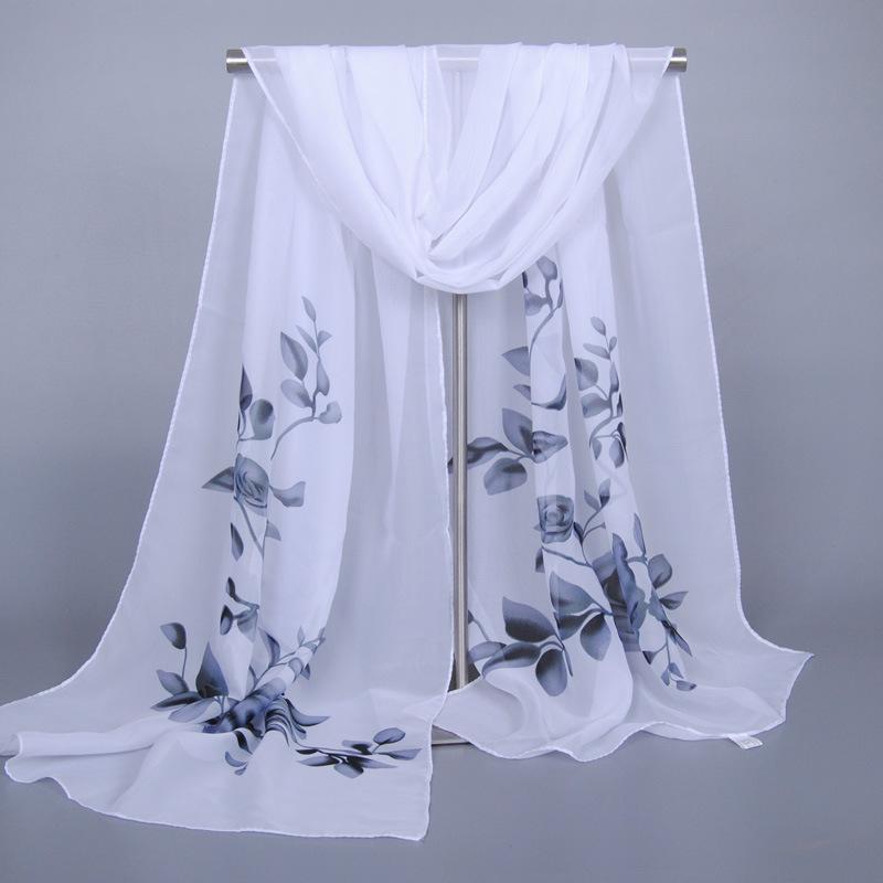 Шифоновые шарфы для женщин Весенние профессиональные шарфы Простые принтованные шарфы для женщин