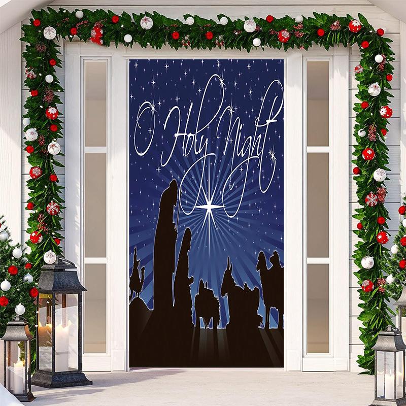Рождественские дверные наклейки, украшения, уличный гобелен, веселый рождественский баннер для домашней вечеринки