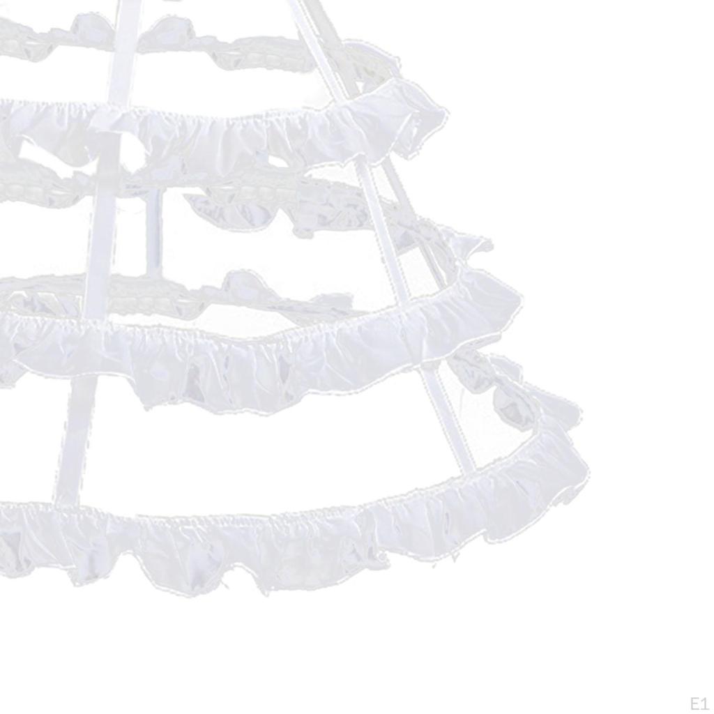 3 Hoops Skirt Petticoat Elastic Waistband Crinoline Pannier for Gown