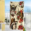 Tattoo Style Beach Towel High Absorbency & Quick-Dry Comfortable Lightweight Suitable for Swimming, Gym, Camping, Yoga Vacation