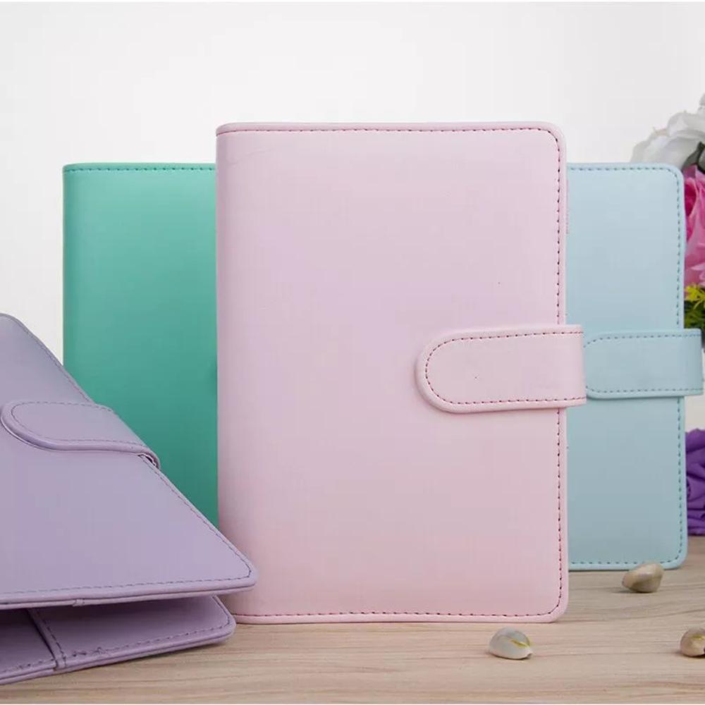 PU Leather Ring Binder Macaroon Color Binder Cover Notebook Cover Loose-Leaf Cover Notepad Cover