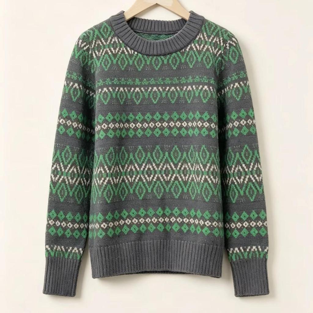 Женский ретро-свитер с жаккардовым узором Fair Isle - Узкий вязаный топ с круглым вырезом для ранней осени