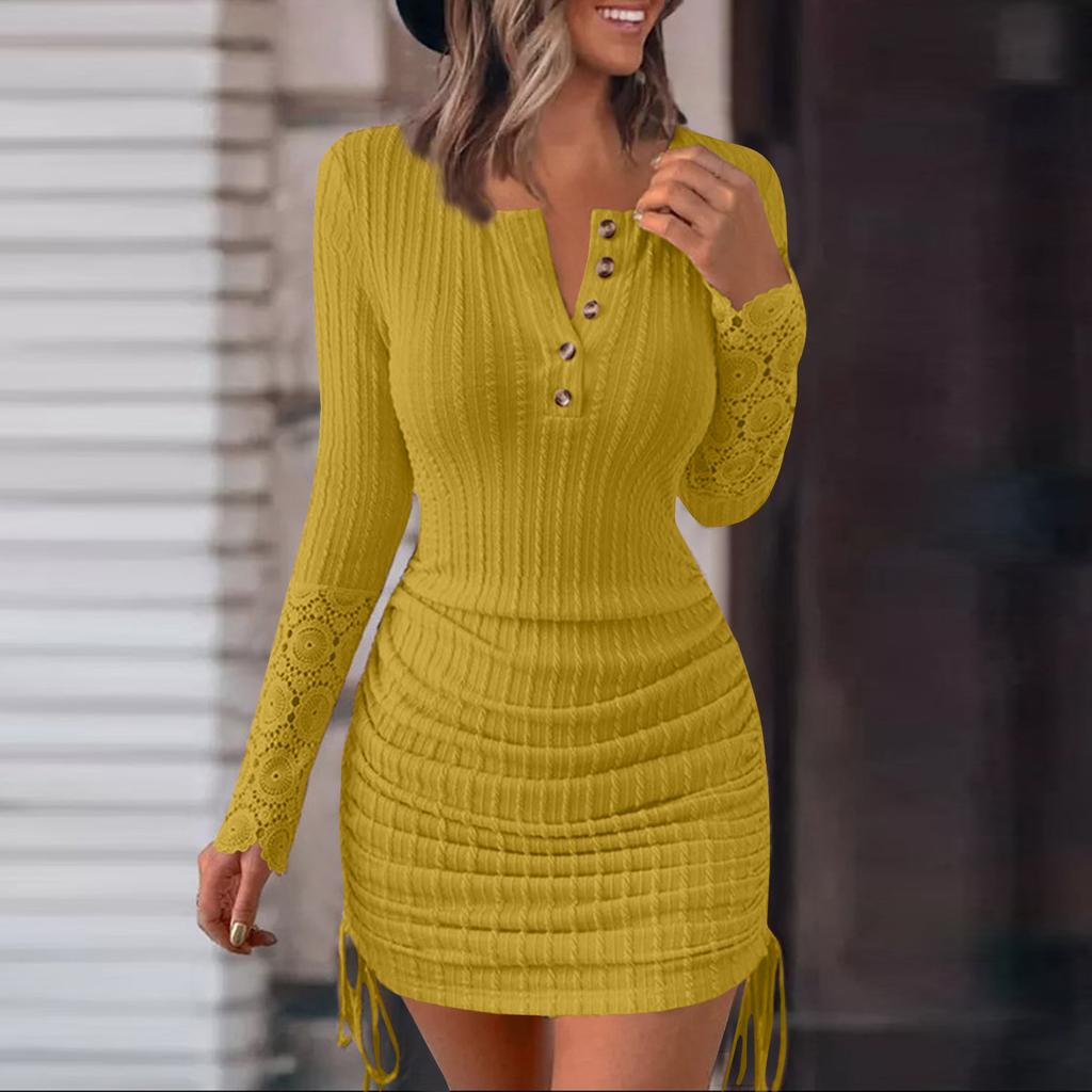 Женское плотное кружевное клубное сексуальное платье с длинными рукавами, подходит для вечерней вечеринки, осенняя серия