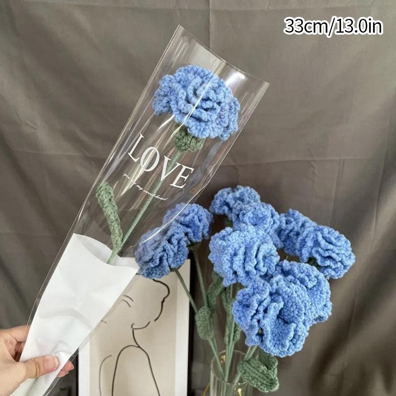 5/10Pcs Tulip Carnation Flower Bouquet Hand Woven Flower Artificial Flowers Knitting Flower Rose Mother'S Day Birthday Gift