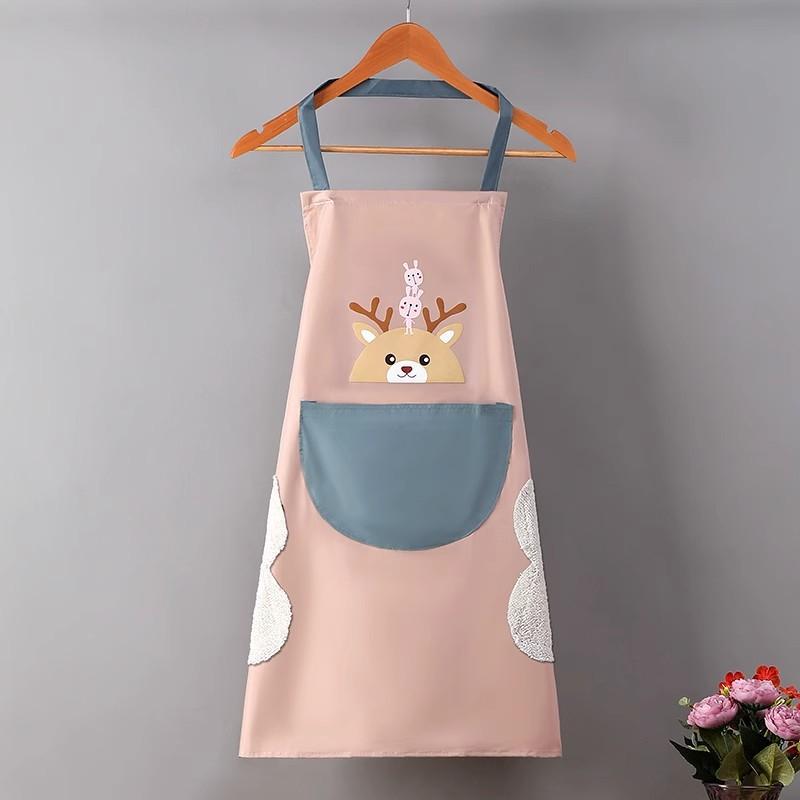Waterproof and Stain-resistant Hand Towel Apron, Garland Rabbit Kitchen Apron, Neck-hanging Waist Cartoon Apron