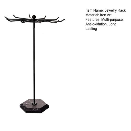 360-Degree Rotating Necklace Holder Organizer with Hooks Stable Base Tangle-Free Multipurpose Necklace