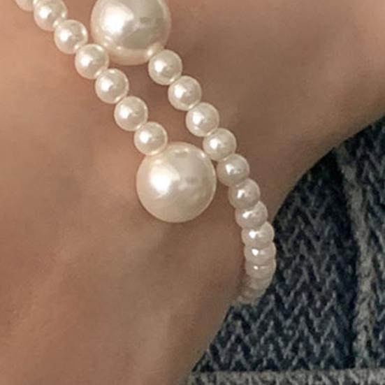 Women Bracelet Faux Pearl Elastic Warm Luster Minimalist Fit Bracelet Design Easy on Off No Clasp