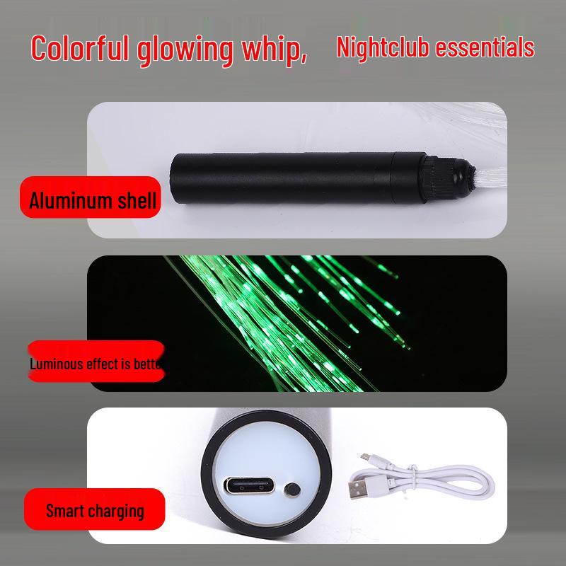 Красочный светодиодный танцевальный хлыст из оптоволокна: Светящийся аксессуар для ночного клуба и выступлений