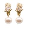 Аксессуары Серьги Розовые жемчужные бусины Белые 8 мм Цветок ручной работы Милые покачивающиеся и жемчужные бусины [Розово-белые]