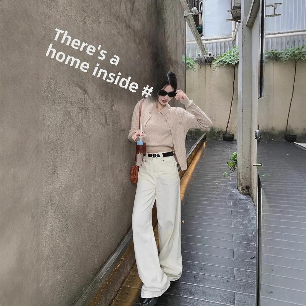 Женский красный вязаный двухкомпонентный кардиган и вышитая нижняя рубашка - осенний ретро-стиль