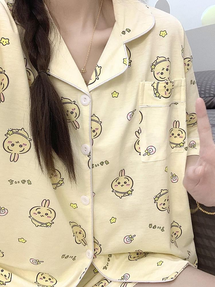 Пижама с коротким рукавом Chiikawa Usagi - Милая летняя домашняя одежда в японском стиле для женщин