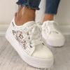 2024 Women Shoes Fashion Summer Casual White Shoes Cutouts Lace Canvas Hollow Breathable Platform Flat Shoes Woman Sneakers