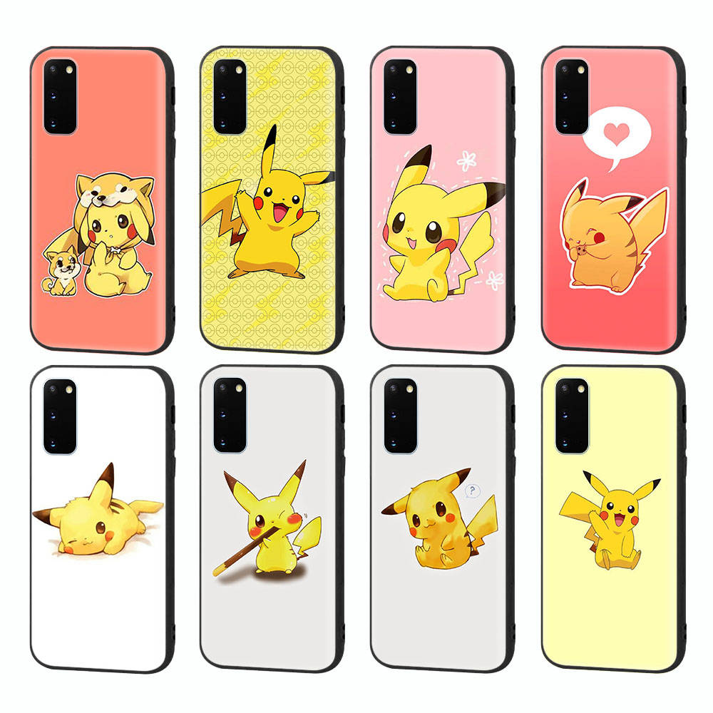 Чехол PK19 Little Cute Pikachu Black Sofe для Samsung Note 20 Lite S24 Ultra S23 A03 A05 A06 A11 A71 A15 A16 A13 A24 A25 A33 A52 A53 A50 M55 M35 Plus