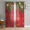 Christmas Tree Snowflakes Bow Red Dots Chiffon Sheer Curtains for Living Room Bedroom Decoration Window Voiles Tulle Curtain