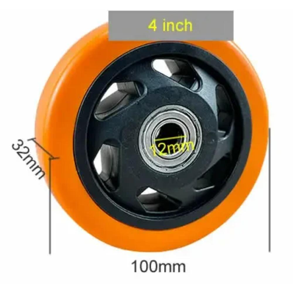 PU Replacement Caster Wheels with Double Bearings Orange Color High Load Capacity Wear Resistance Furniture Wheels