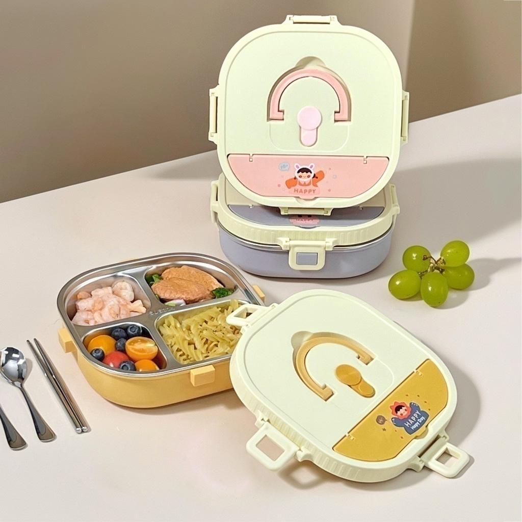 850/900Ml 304 Stainless Steel Divided Bento Box With Cutlery Large Capacity Leak Proof Lunch Box Student Kids Lunch Container