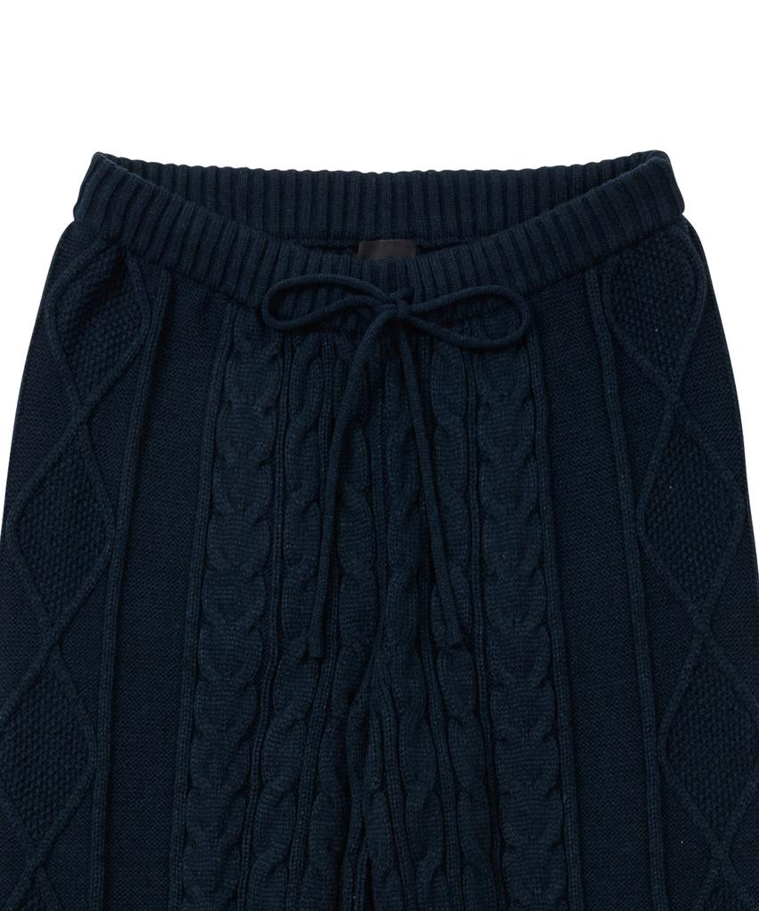 AJOBYAJO Twisted Cable Knit Pants [Navy]