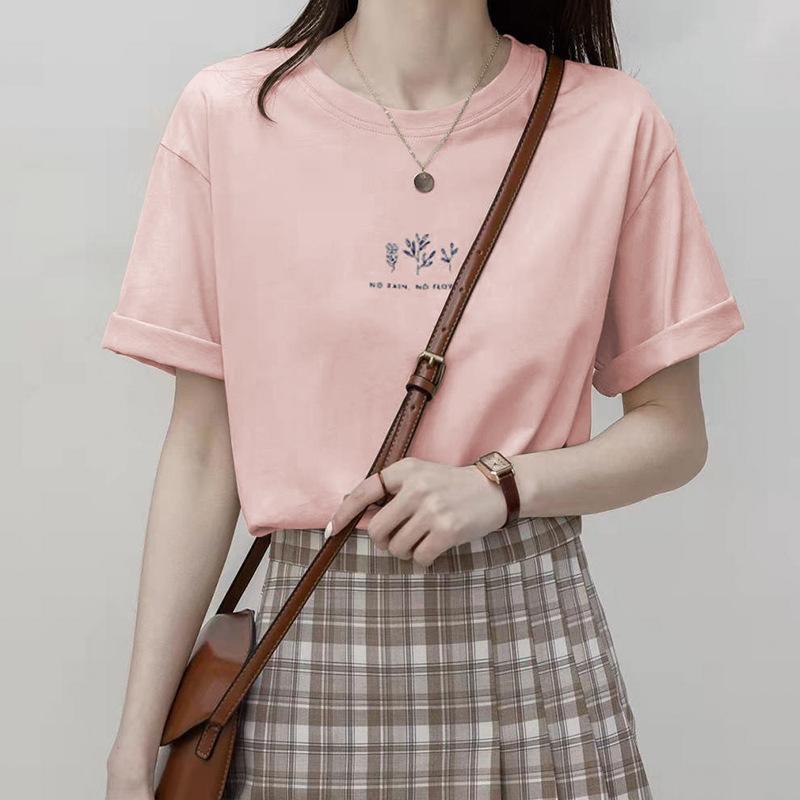 2024 Summer Fashion Women T-Shirts Flowers Print Graphic Tshirt Femme Harajuku Casual Loose All-match Shirt Kawaii Clothes T Shirt Female