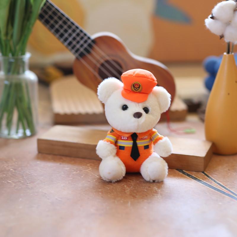 Adorable Traffic Police Bear Plush Toy Keychain Soft Stuffed Animal Accessory Perfect Gift