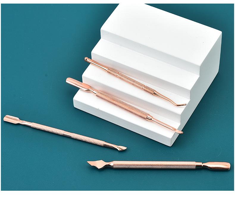 Rose Gold Stainless Steel Cuticle Remover & Pusher Manicure Tool Set