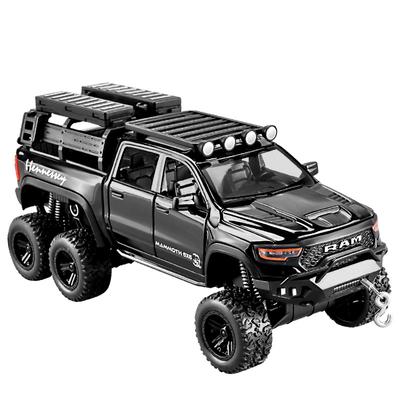 1/32 Dodge RAM 1500 TRX 6X6 Tyrannosaurus Rex Picku Модель автомобиля из сплава Звук и свет Детская игрушка Коллекционные предметы Подарок на день рождения