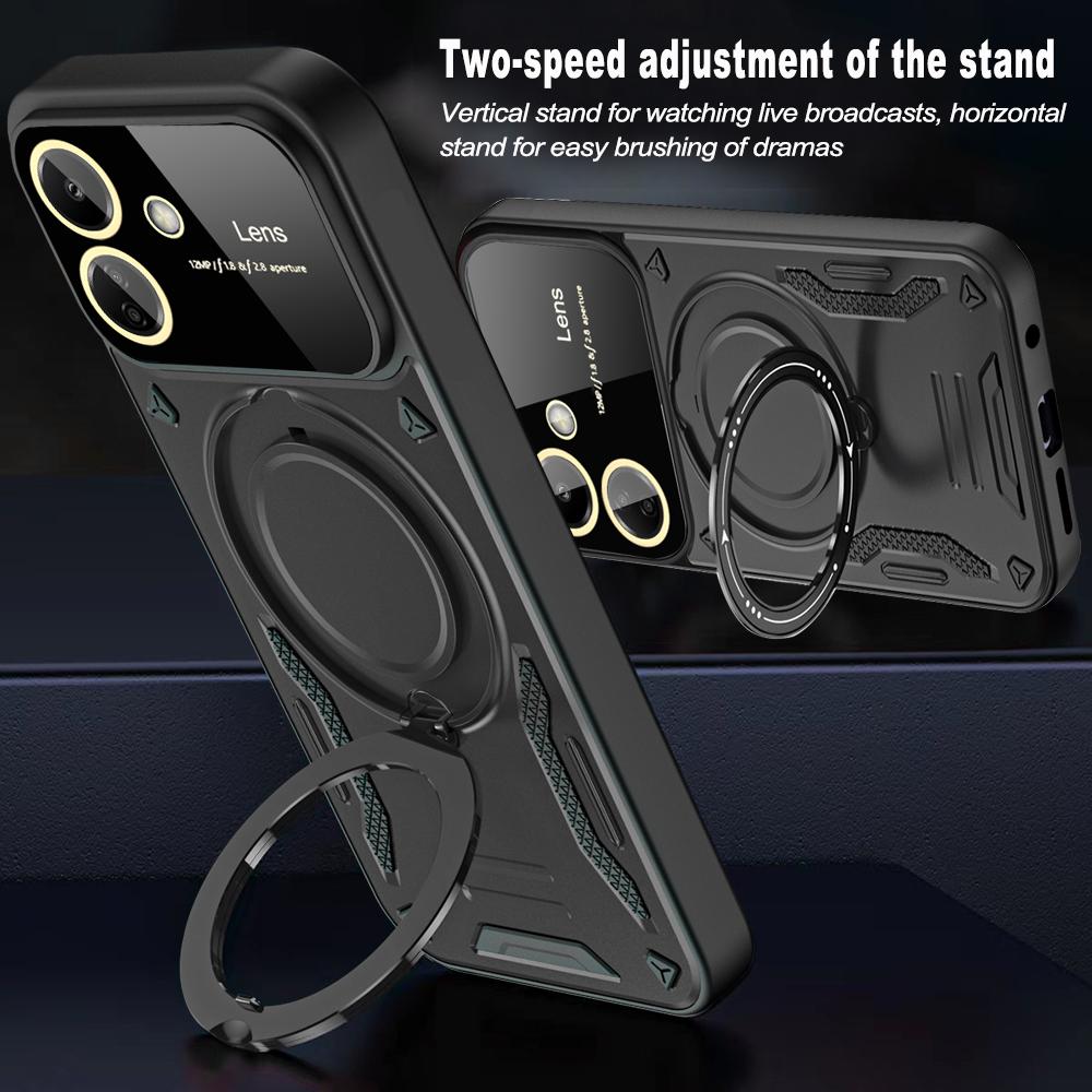 For Xiaomi Redmi 13C Case Armor Shockproof Ring Stand Cover For Poco C65 C 65 PocoC65 Magsafe Magnetic Wireless Charge Cases