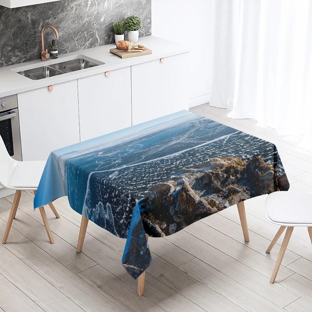 Natural Landscape Tablecloth Camping  Antifouling Waterproof Rectangular  Dining Table Home Decoration