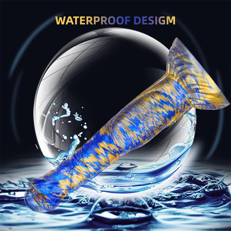 Eggless Horse Cock Mixed Color Liquid Silicone Dildo Female with Oversized Backyard Expansion Anal Masturbator