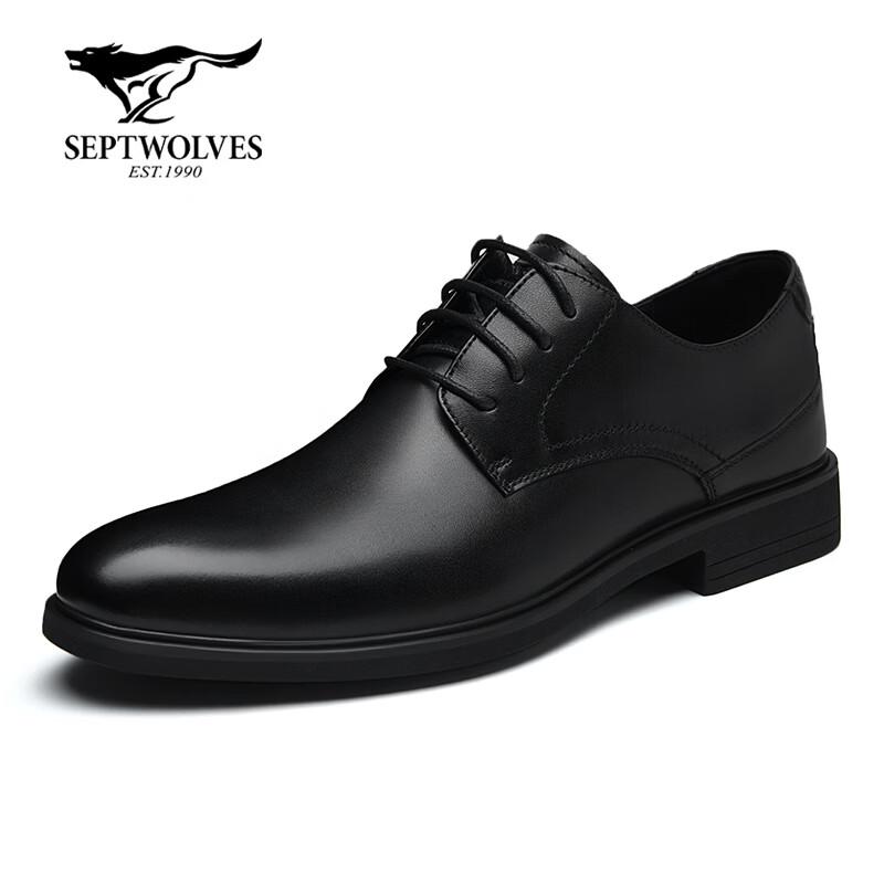 SEPTWOLVES Мужская черная кожаная обувь в стиле business casual