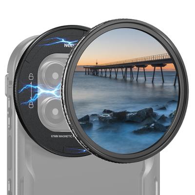 NEEWER 67 мм Магнитный переменный ND-фильтр HD Optical с магнитной задней панелью Фильтр нейтральной плотности для линзы смартфона Совместим с iPhone 16 Pro