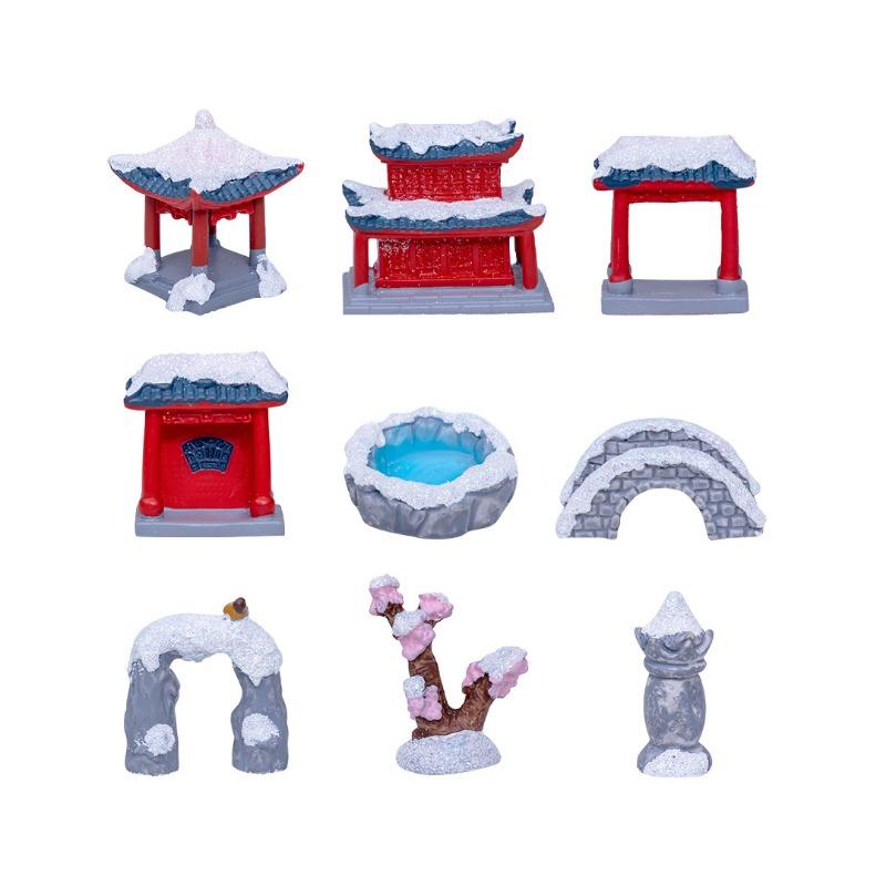 Micro-landscape Jiangnan Snow Scene Sand Table Pavilion Bridge GateRockery Landscaping Materials Decorations, Accessories, Small Ornaments